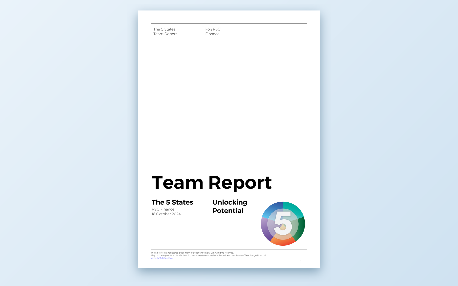 The 5 States Team Report cover page