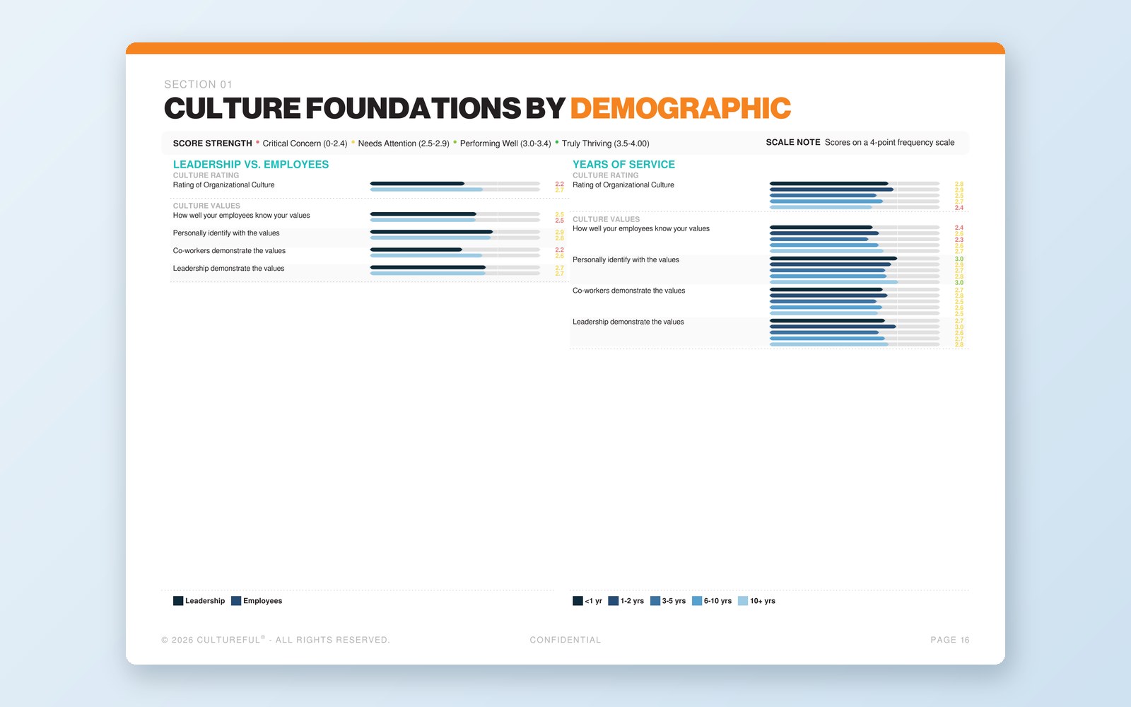 Culture Foundations by demographic in the Culture Clarity report